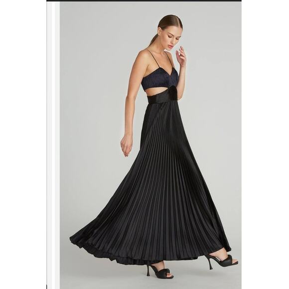 Amur Elodie navy and black pleated cut out full length gown $698 org. price - Picture 1 of 12